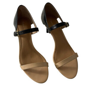 Calvin Klein Shoes Womens Size 7.5 Black Beige Luqina Heel Sandals Dress Buckle